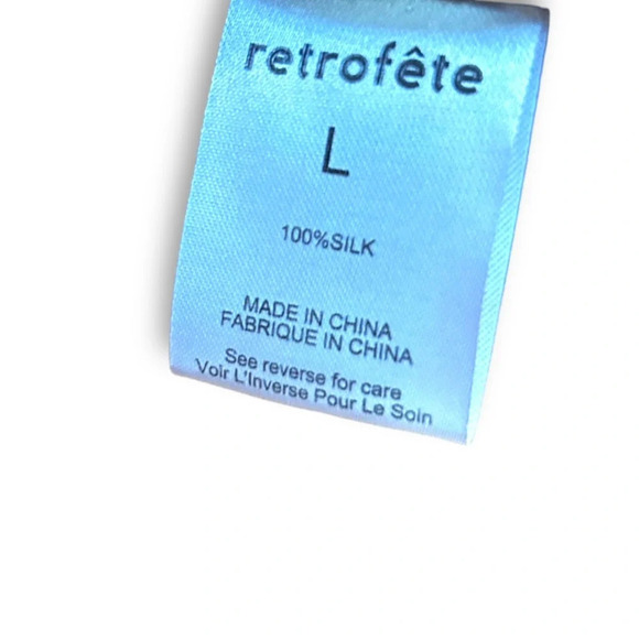 Retrofete Sheer Silk Button Up Shirt Animal Print Tiger black tan Size Large - Picture 8 of 9